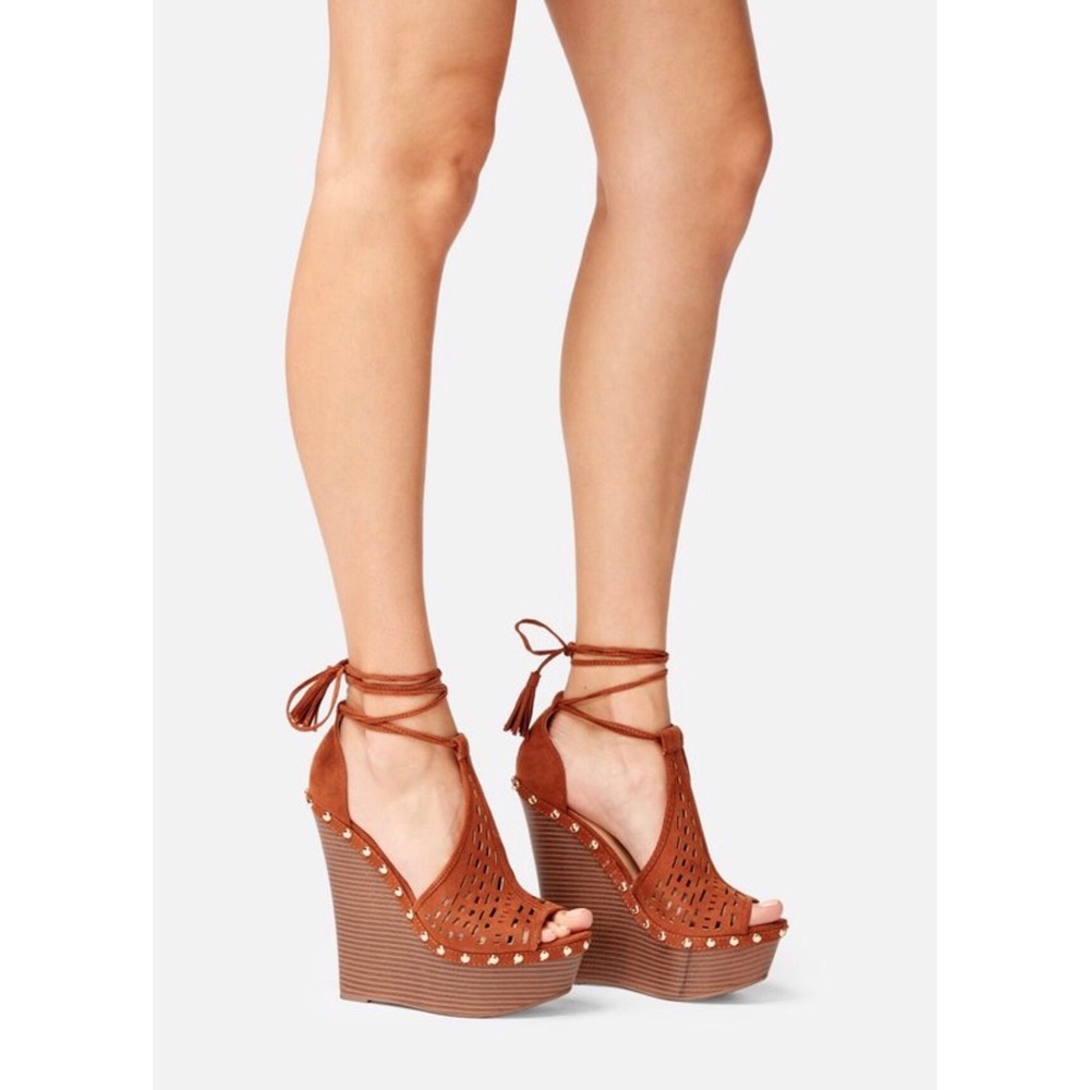 🆕JustFab Cognac Platform Wedge